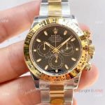 1:1 Best Replica Rolex Daytona 2 Tone Black Dial Watch Noob Factory 904L 4130